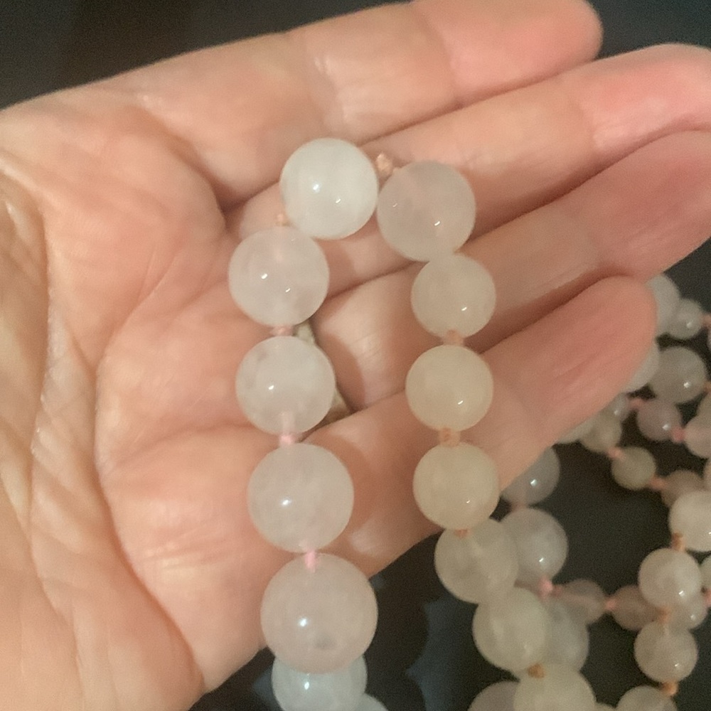 Vintage Rose Quartz Single Strand Hand Knotted Graduated Beads Necklace 34” - Picture 13 of 14